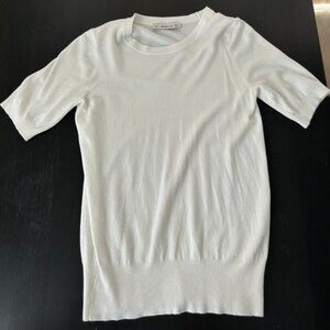 Zara Knit White Short-Sleeve Sweater - Size S